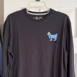 GOAT Long Sleeve Graphic Tee - Black with Blue Goat Logo